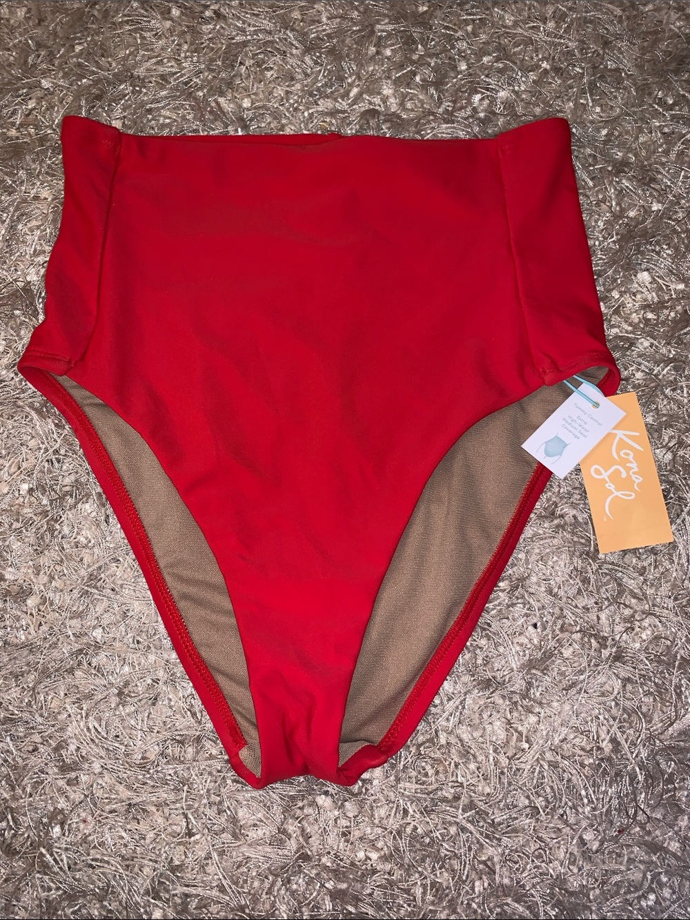 Kona Sol Red High-Waist Bikini Bottom - size S (4-6) - NWT